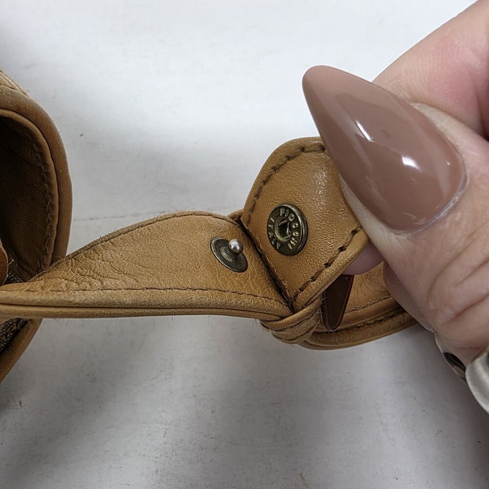 Vintage Gucci Micro GG Crossbody Bag 1970s Tan Canvas Italy Brass Lock Brown - Picture 5 of 16